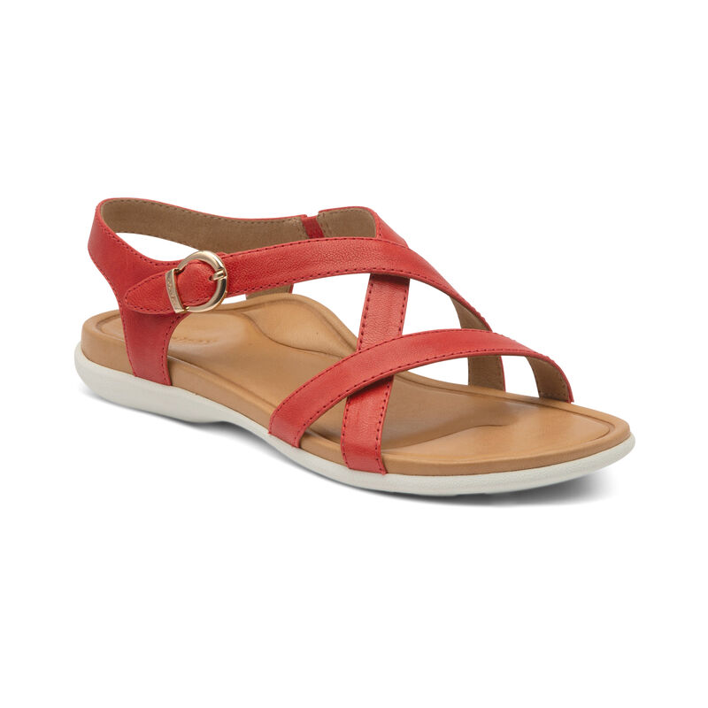 Aetrex Womens Penny Adjustable Quarter Strap Sandals Red - Os0Mgx36Y